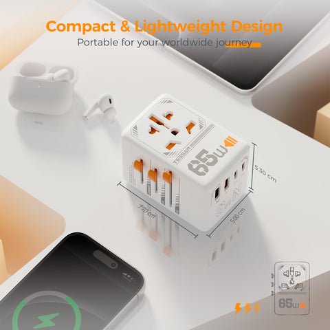 TESSAN travel adapter in a hotel room setup, safe and convenient