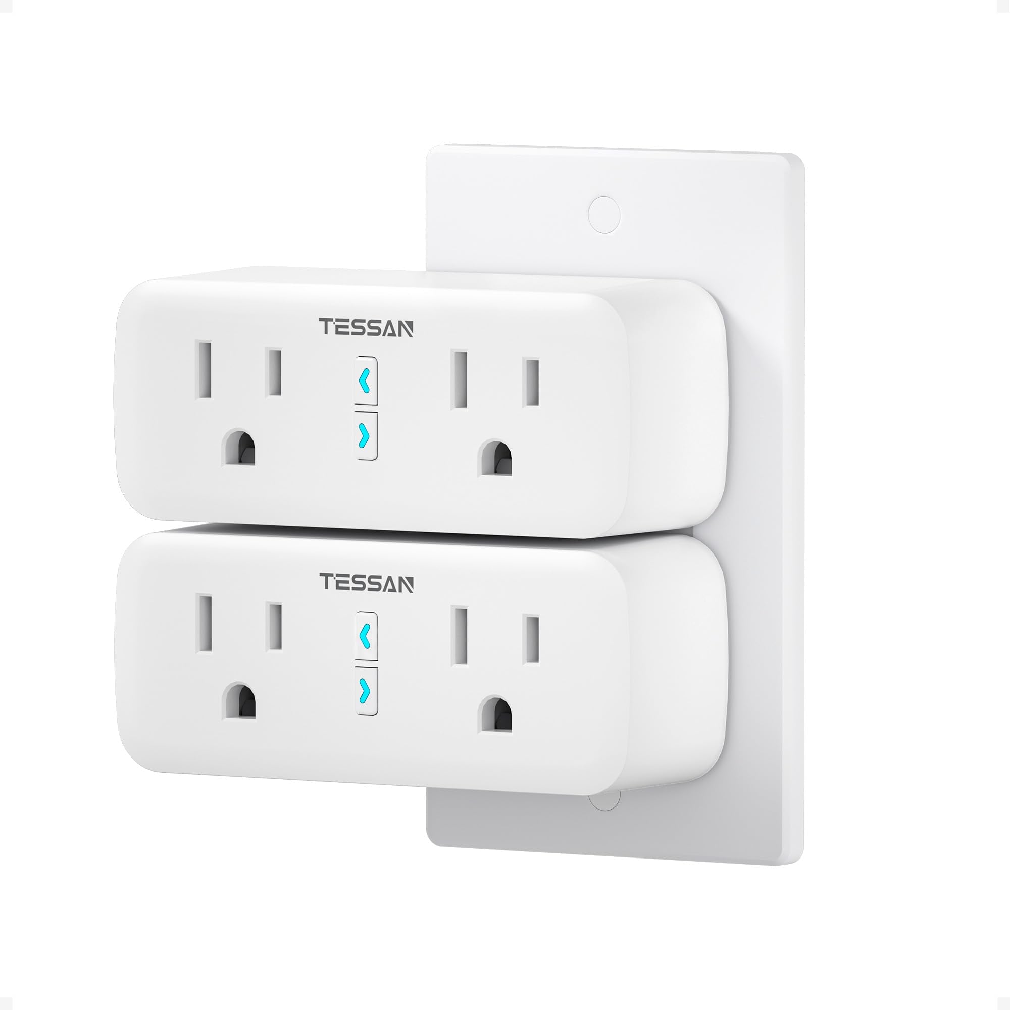 TESSAN two-pack smart plugs with dual sockets ready for quick setup