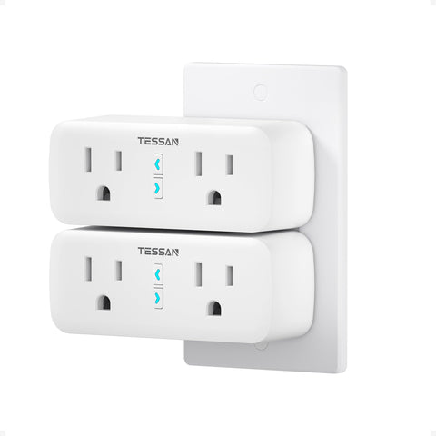 TESSAN two-pack smart plugs with dual sockets ready for quick setup
