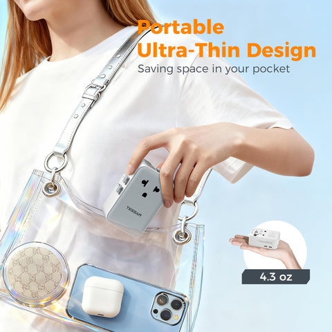 TESSAN travel adapter ideal for cruise ship travel and worldwide use.