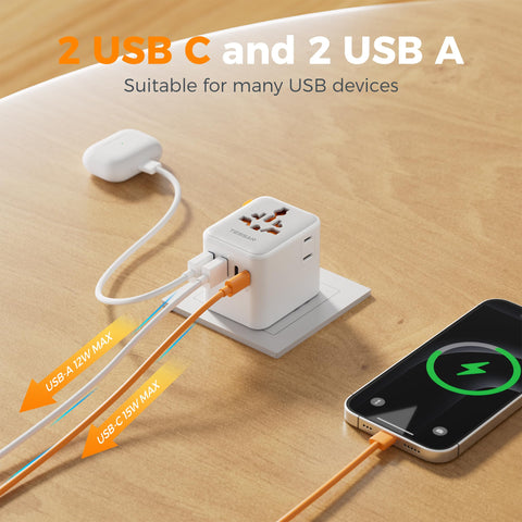 TESSAN universal travel adapter side view showing two-prong US/Japan outlet.