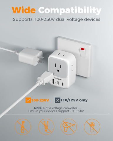 USB-C 15W charging capability on the TESSAN India adapter