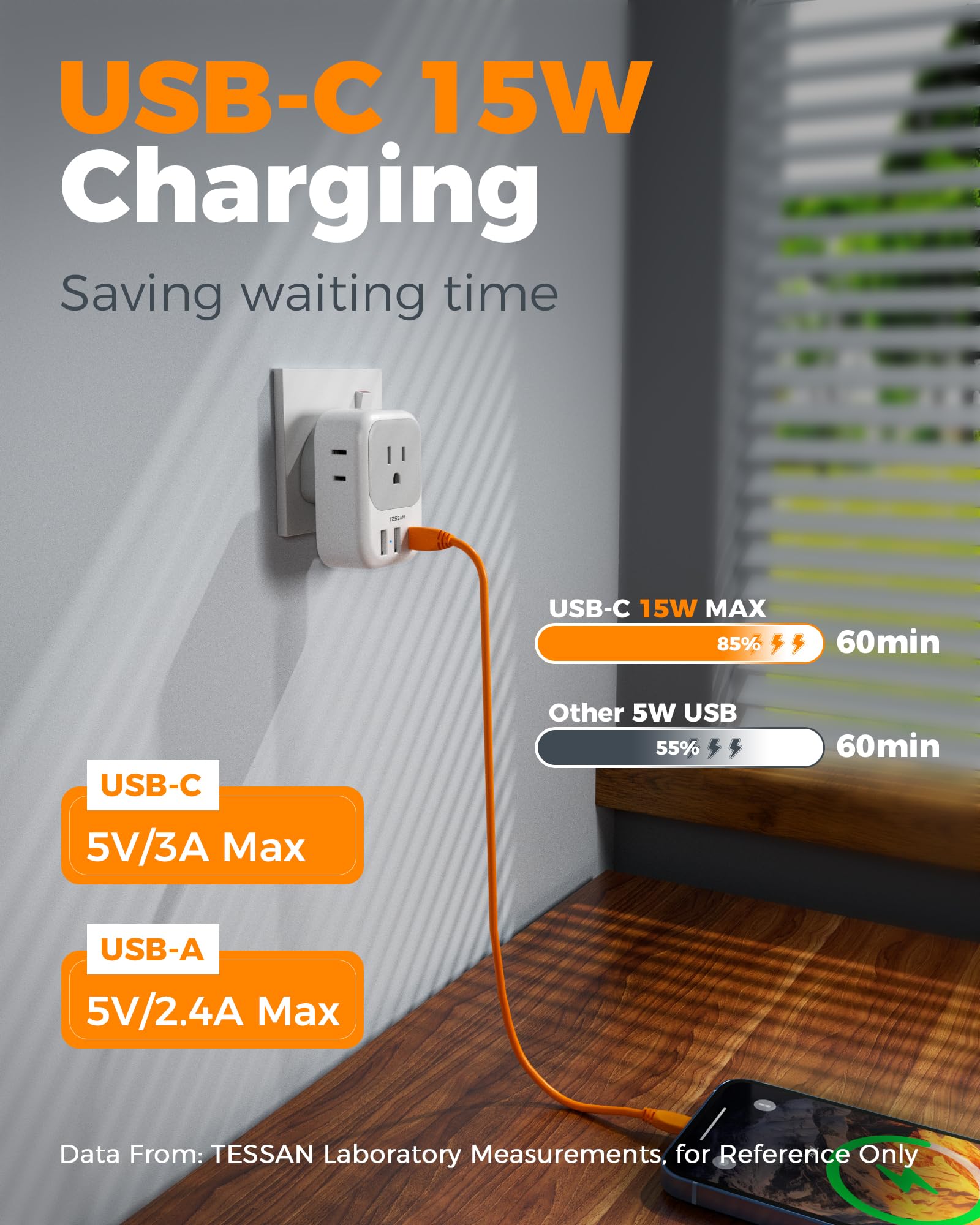 Compact, lightweight Tessan US-to-UK adapter fits easily in a carry-on.