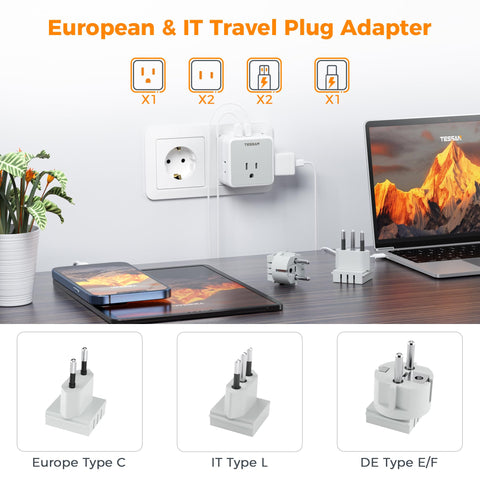 TESSAN USB-C and USB-A ports provide fast charging for devices