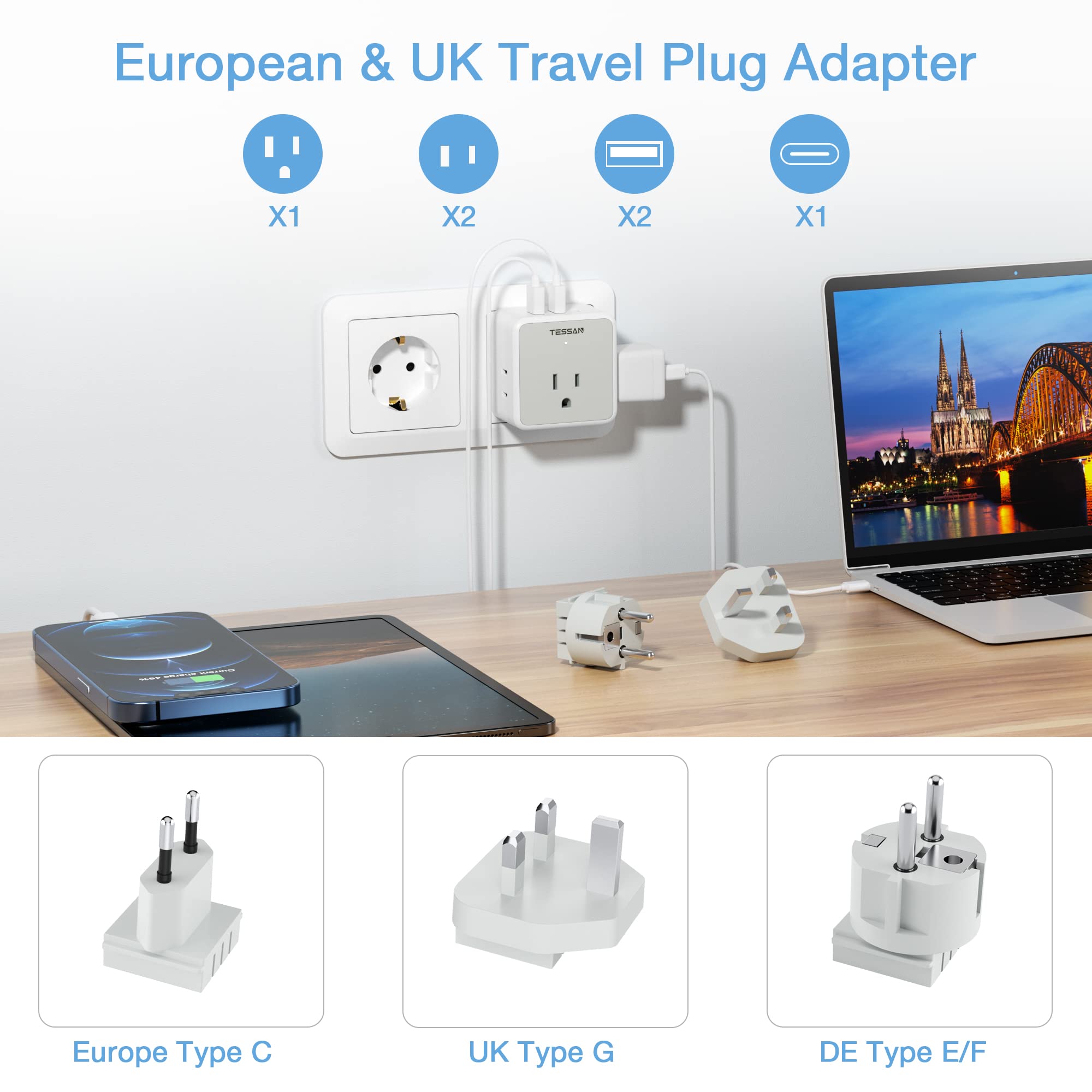 TESSAN USB-C port for fast charging on the go.