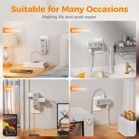 TESSAN wall outlet extender offers reliable, organized power on demand.