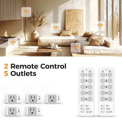 TESSAN wireless remote outlet in-use-living-room illustrates practical remote control