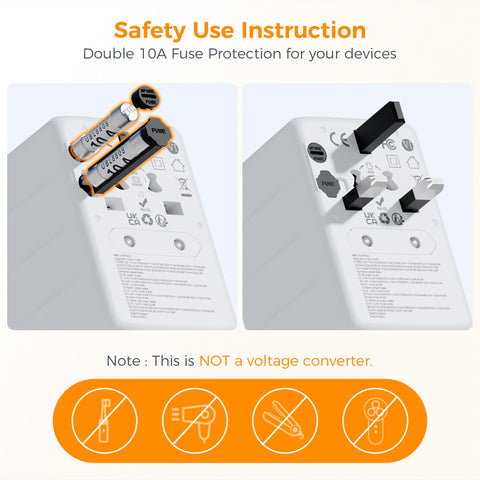 TESSAN worldwide socket coverage supports US EU UK AU plugs