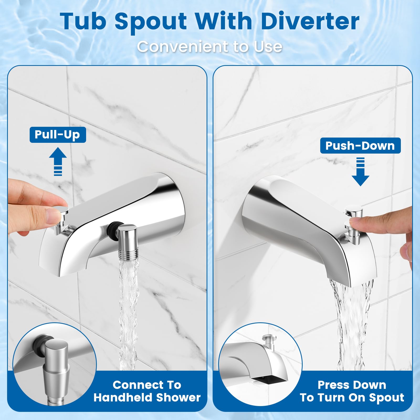 TEVIORA high pressure bath faucet in chrome for strong, efficient rinsing