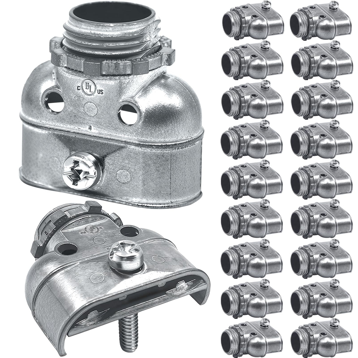 Tewloss Duplex 3/8 wire box connector enables secure two-conduit connections in metal boxes.