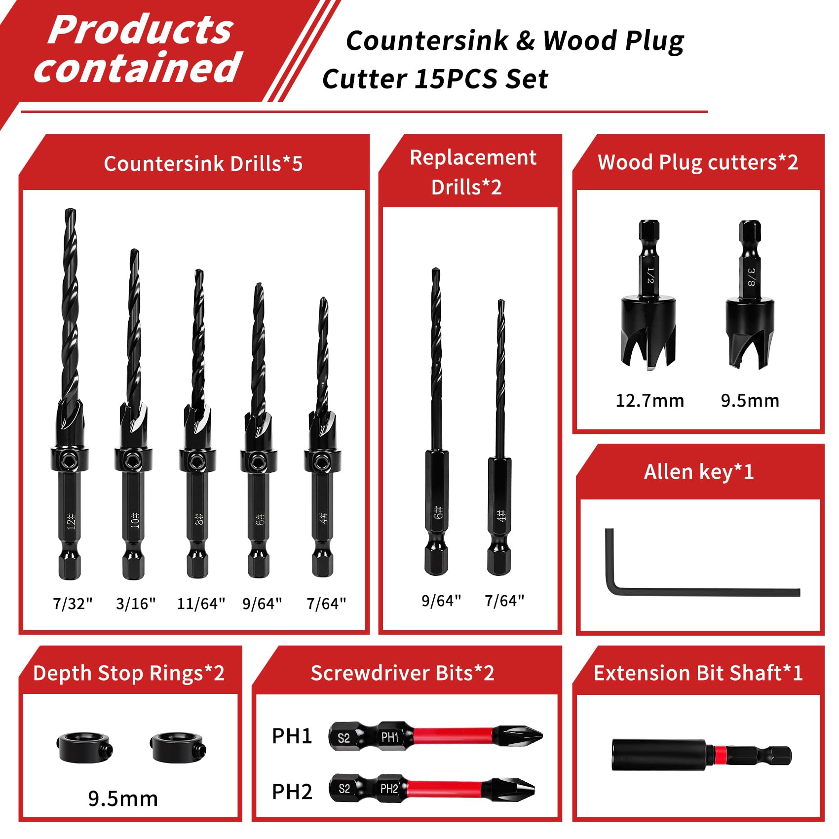 TEWORDA 82-degree countersink guides flush screws with minimal tear-out