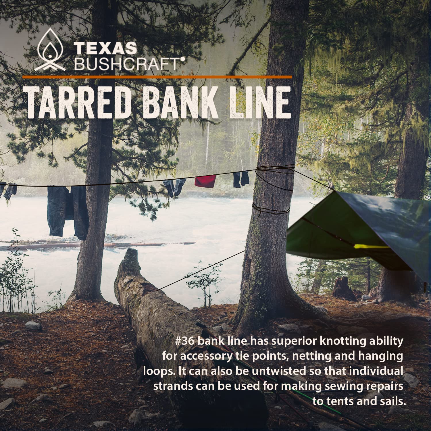 Texas Bushcraft tarred bank line twine versatile outdoor tool in action