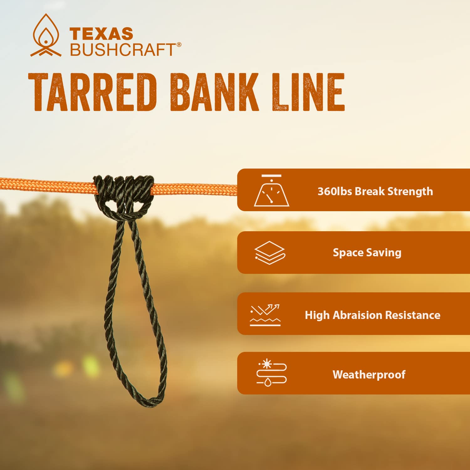 Texas Bushcraft tarred bank line twine packaging ready for adventure