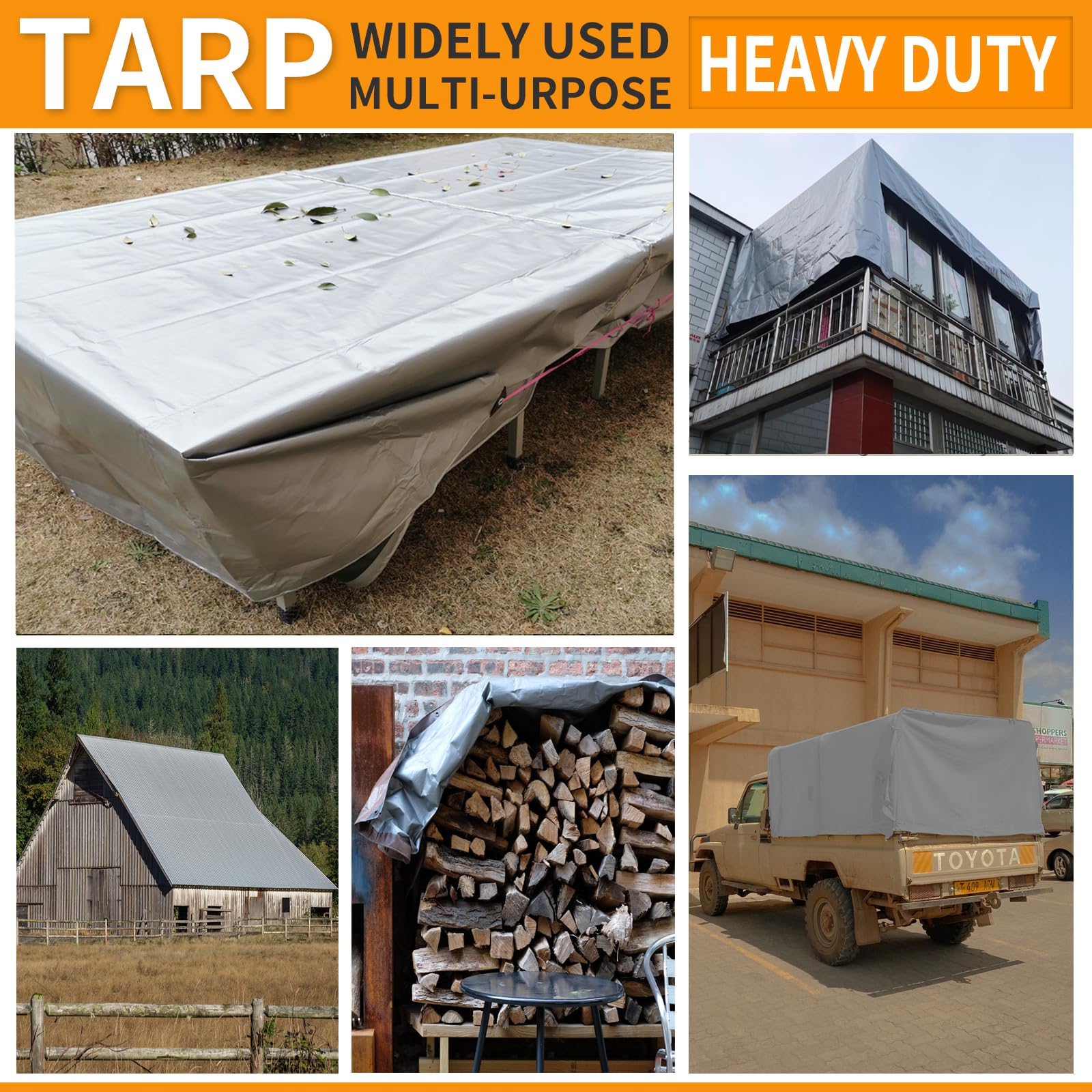TEZONG 8x8 tarp uses durable woven polyethylene for tear resistance.