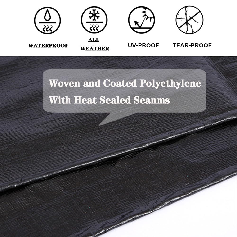 Close-up of reinforced grommets and corner protection for secure tying with cords.