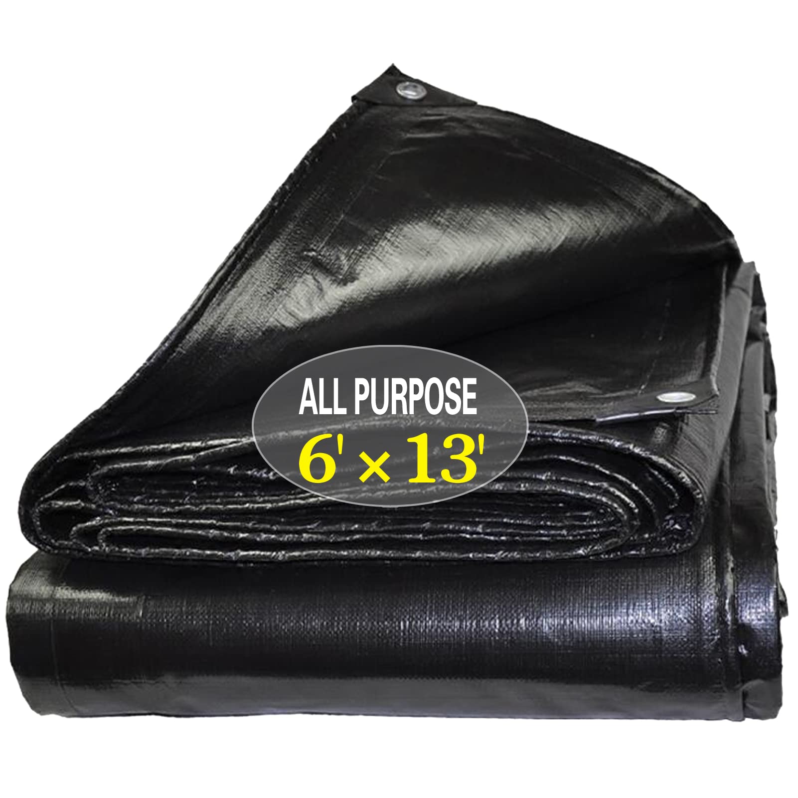 TEZONG heavy-duty tarp laid flat showing large 6x13ft coverage for outdoor protection.