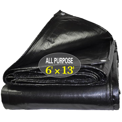 TEZONG heavy-duty tarp laid flat showing large 6x13ft coverage for outdoor protection.