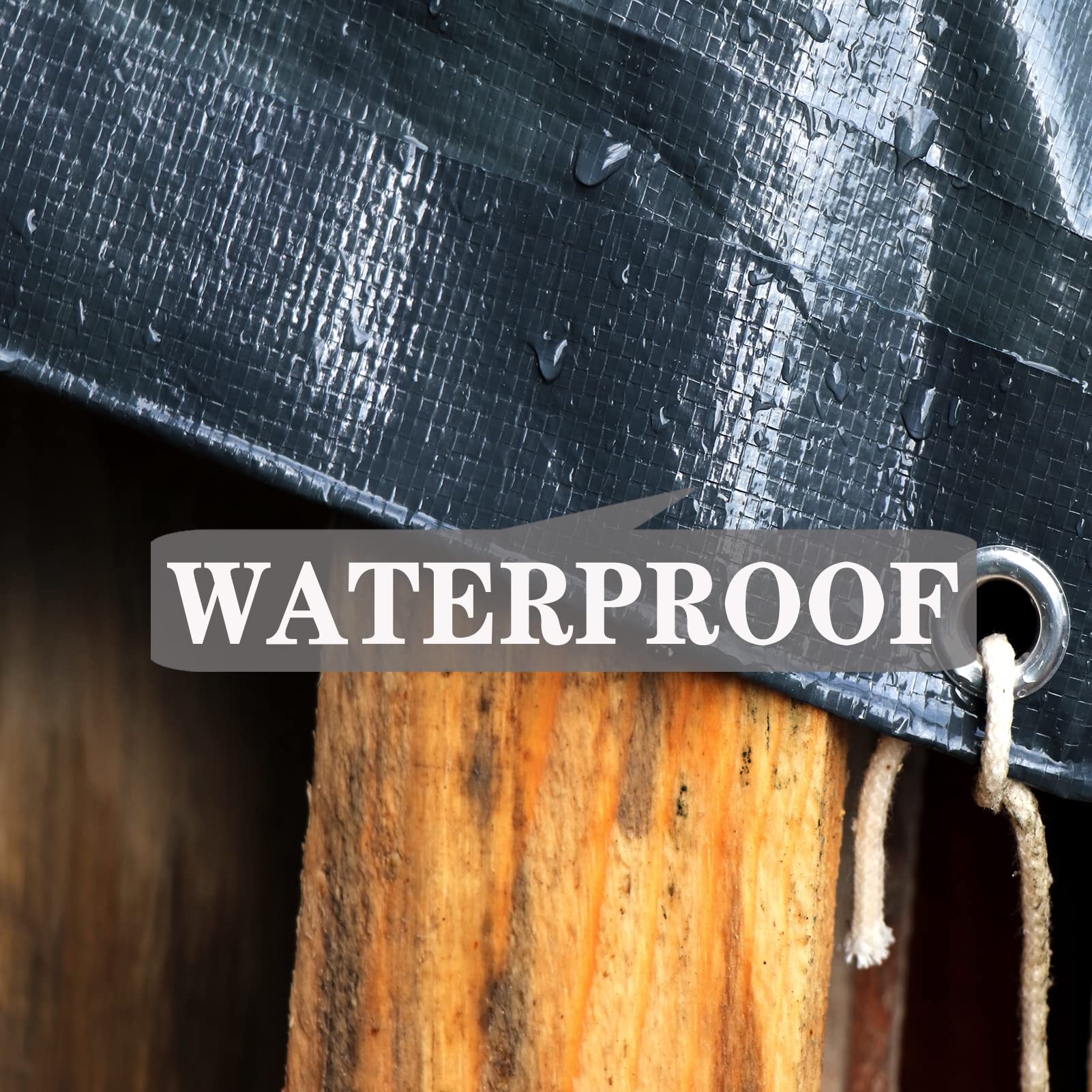 Black tarp surface with sun protection technology for UV resistance outdoors.