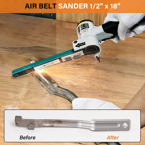 Tezoro sander side view demonstrates adjustable angle for versatile grinding
