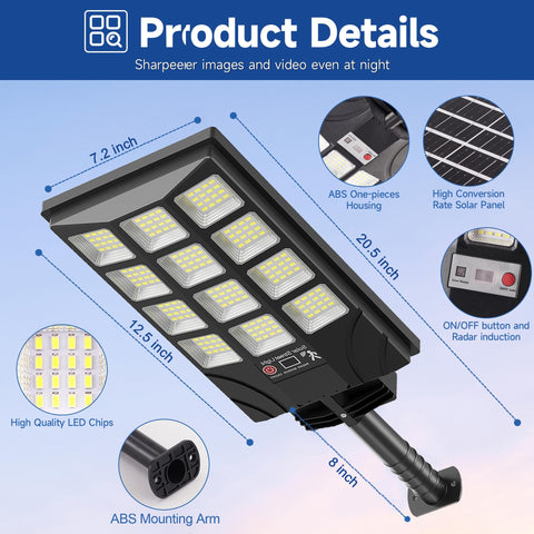 TFKK solar flood light mounted on wall for parking lot security.