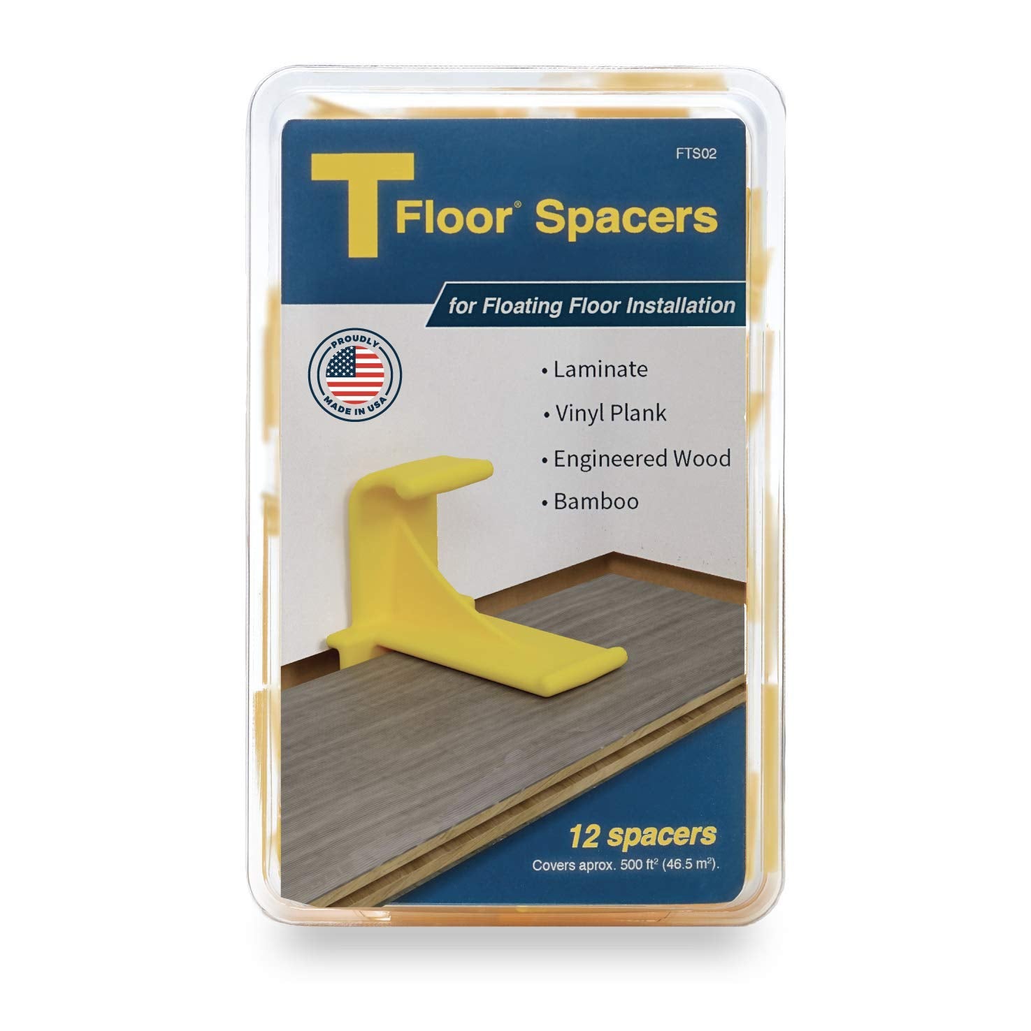 TFloor spacers with patented T-shape design for easy installation.