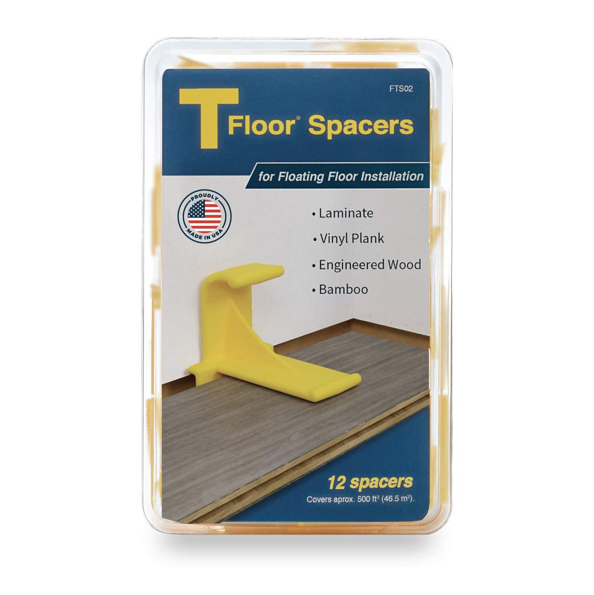 TFloor spacers with patented T-shape design for easy installation.