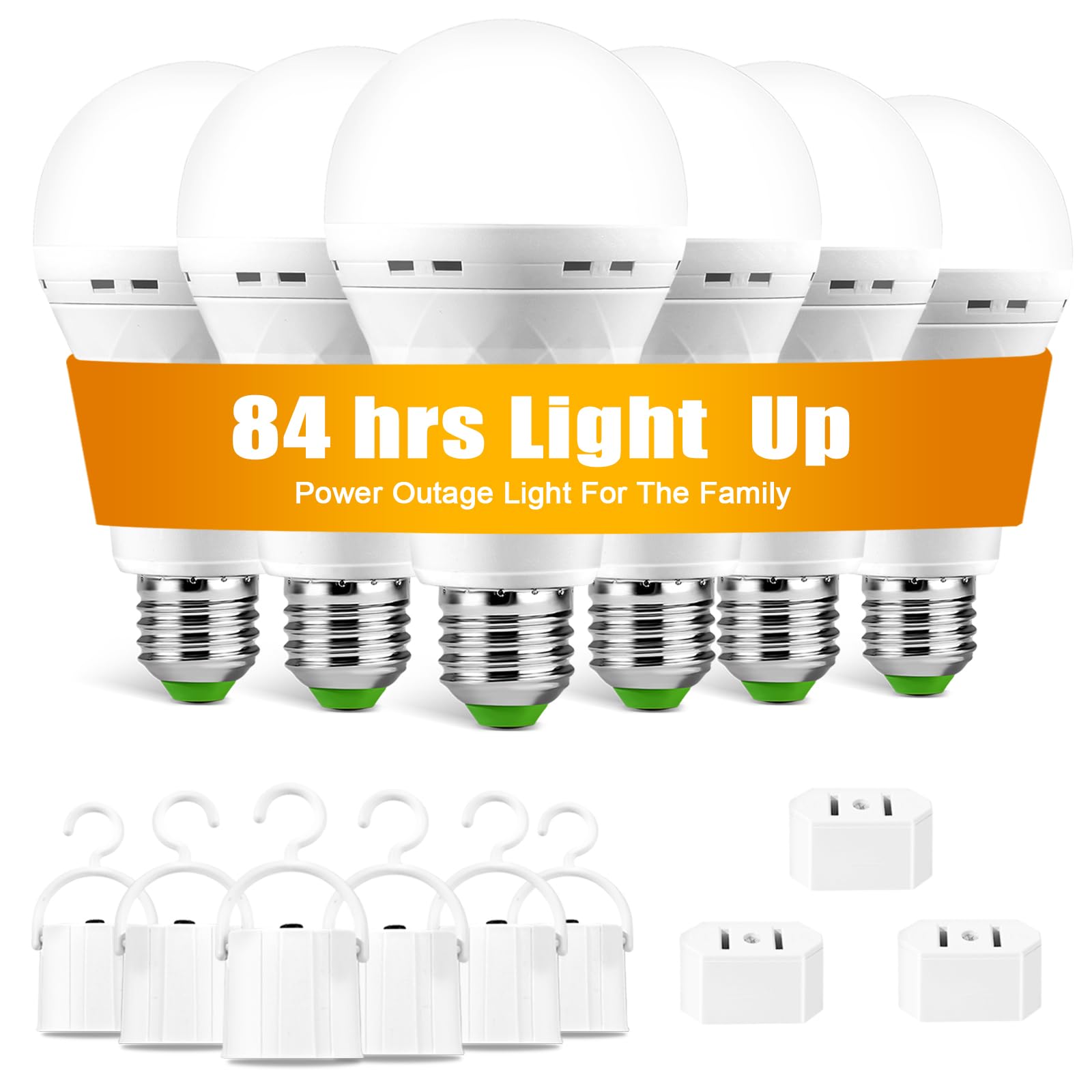 TFOI rechargeable emergency LED bulb in daylight mode for living room lighting during power loss.