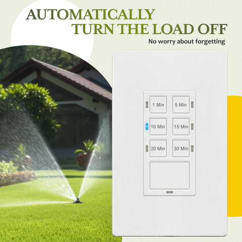 TG 30-Min Countdown Switch with screwless wall plate for clean install