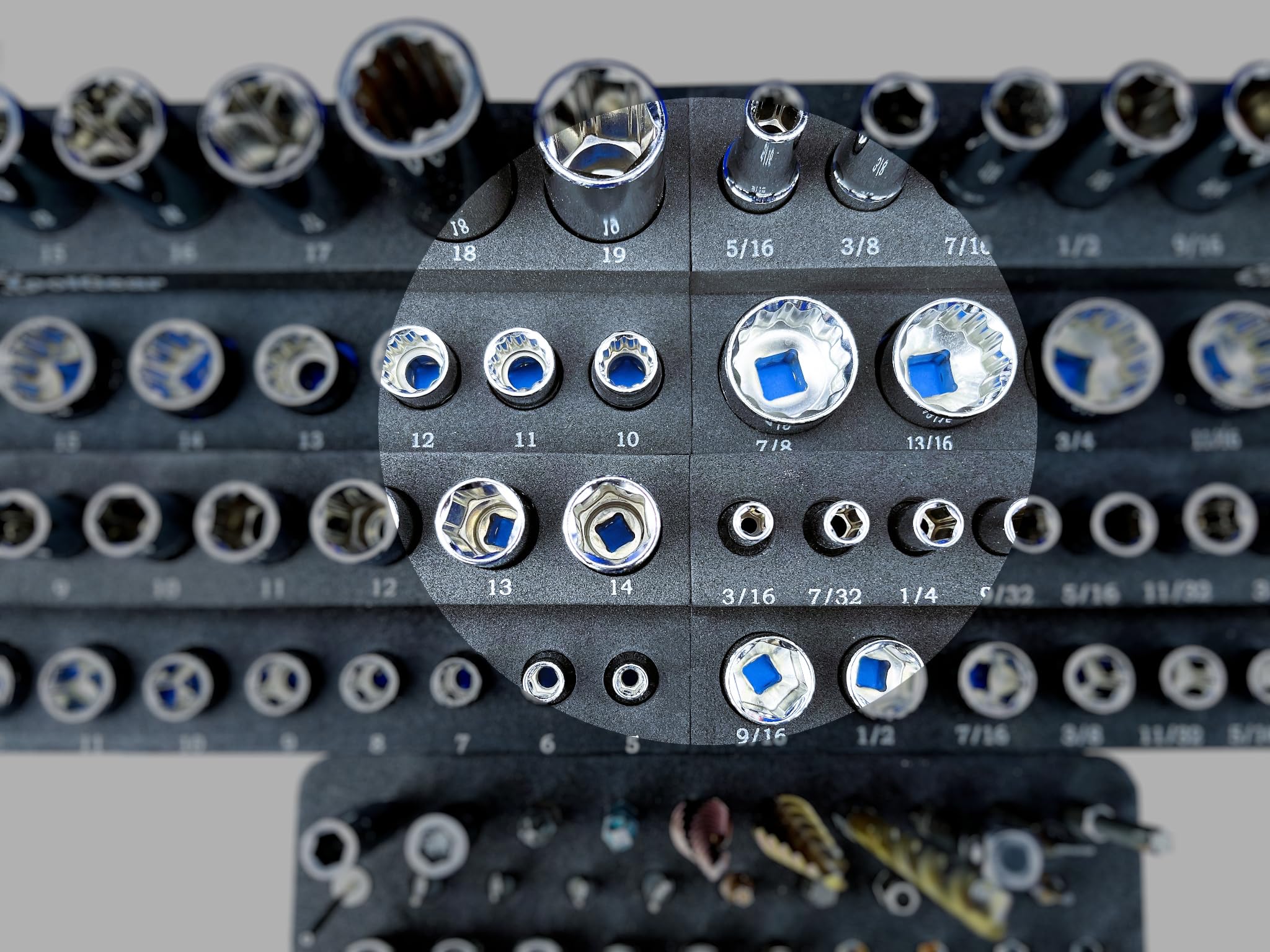 TG ToolGear 80-socket set neatly arranged for organized tool storage.