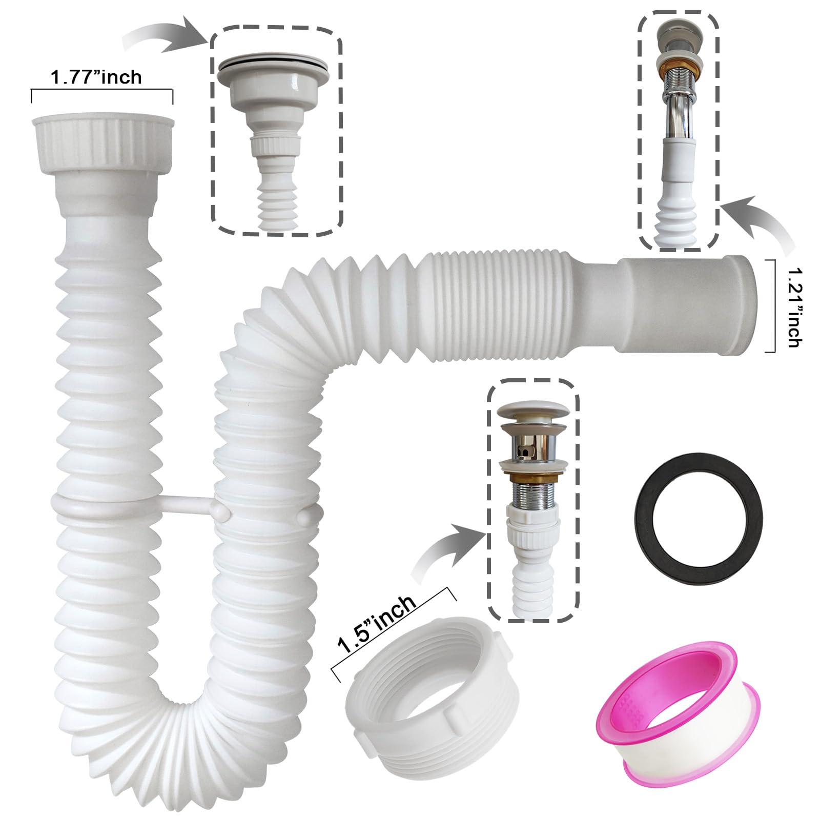 TGEOND universal extension tube enabling versatile sink connections.