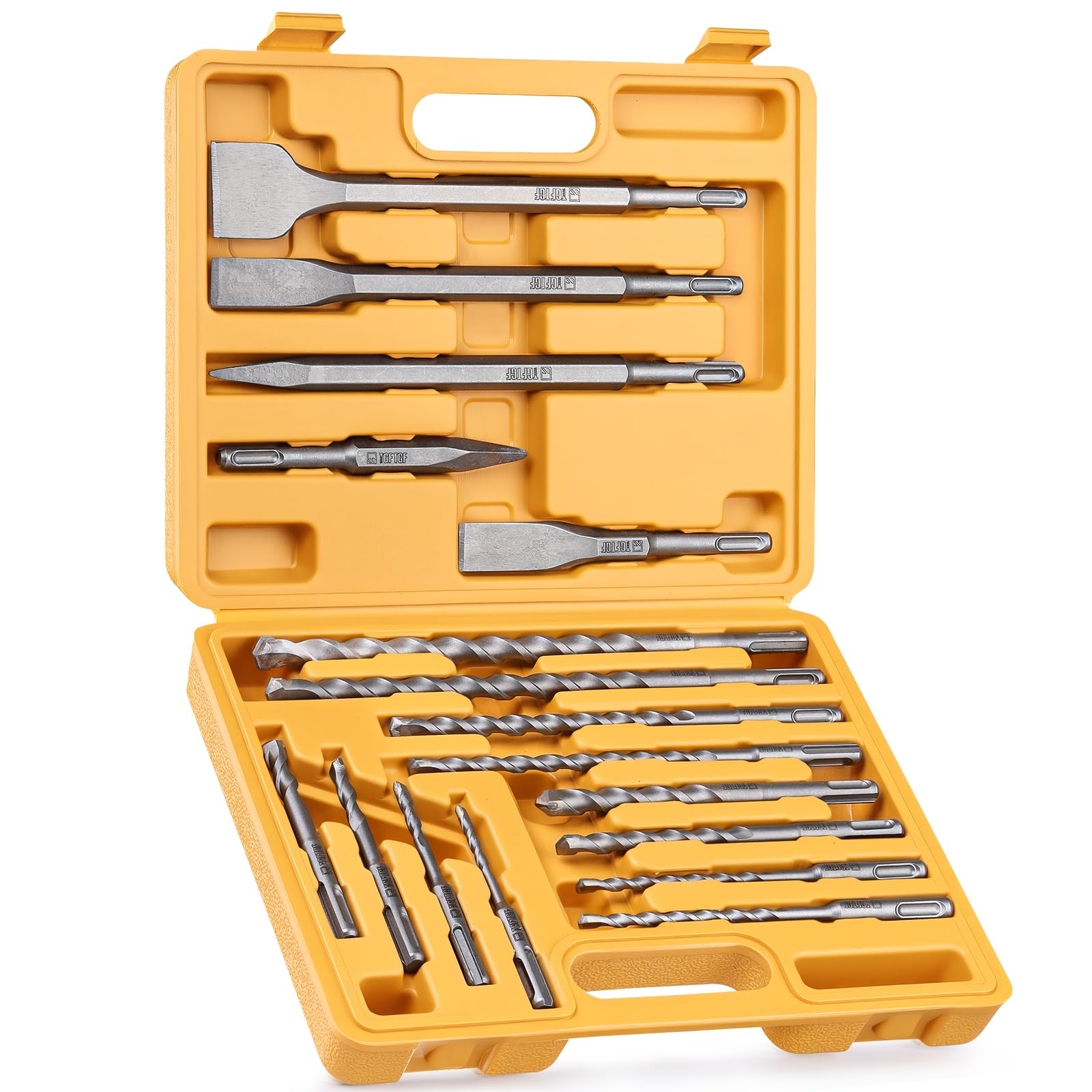 TGFTGF 17-piece SDS Plus drill bit set case keeps masonry tools organized and ready