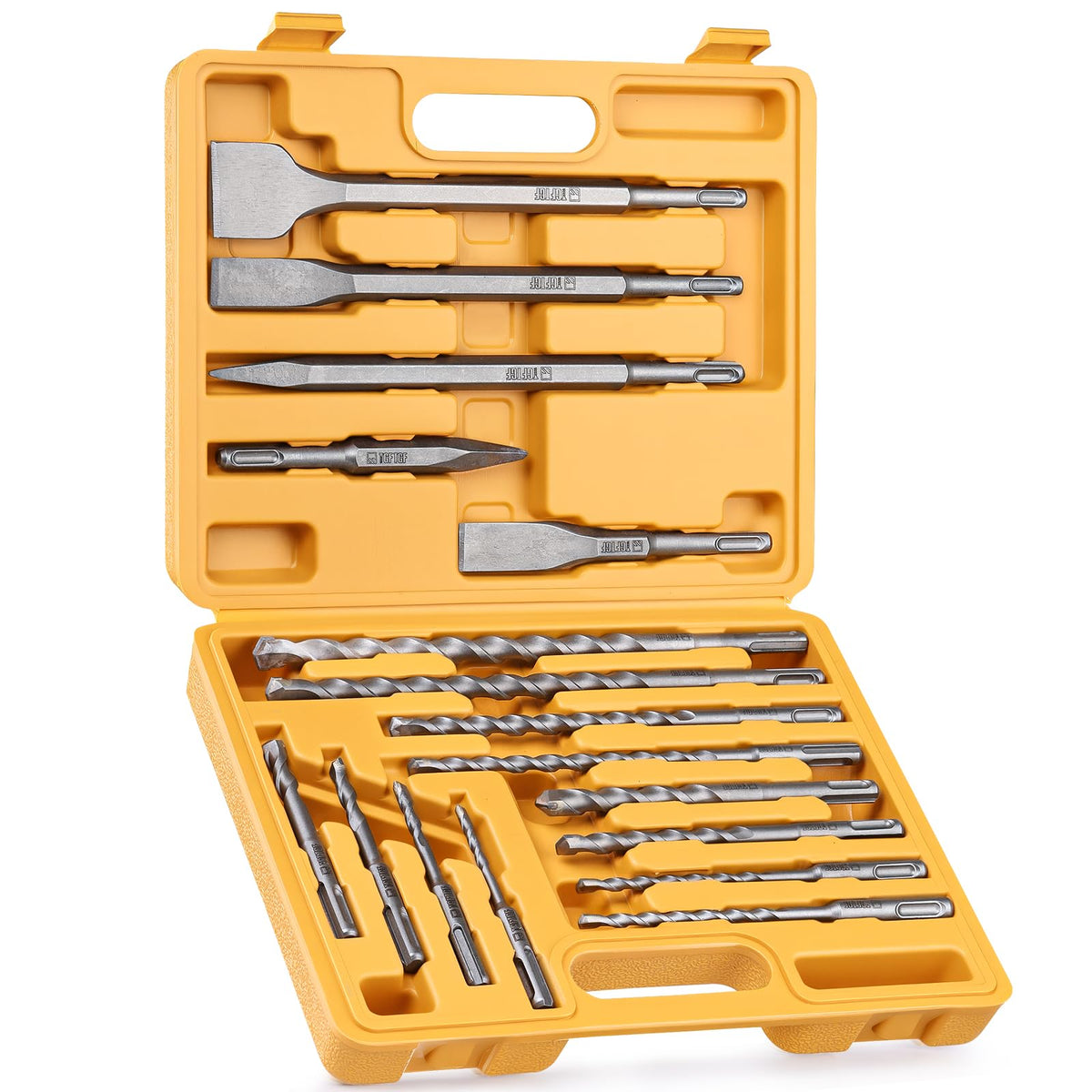 TGFTGF 17-piece SDS Plus drill bit set case keeps masonry tools organized and ready