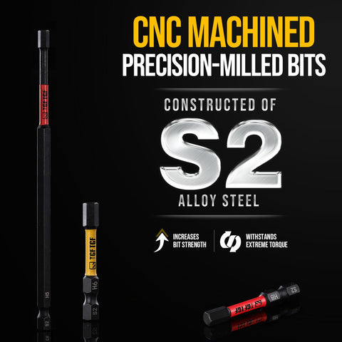 TGFTGF Impact 1/4-inch hex shank bits fit most drivers and quick-change systems.