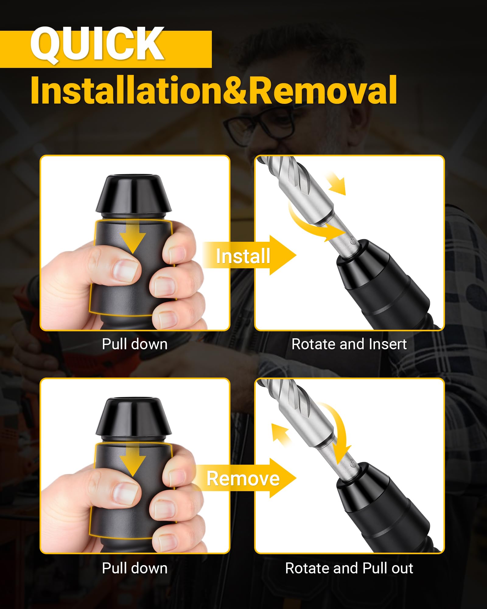 TGFTGF SDS-Plus to SDS-Max adapter durable construction on a drill