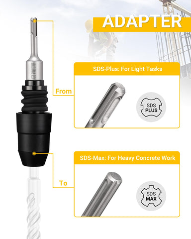 TGFTGF SDS-Plus to SDS-Max adapter side view highlights heavy-duty alloy steel construction
