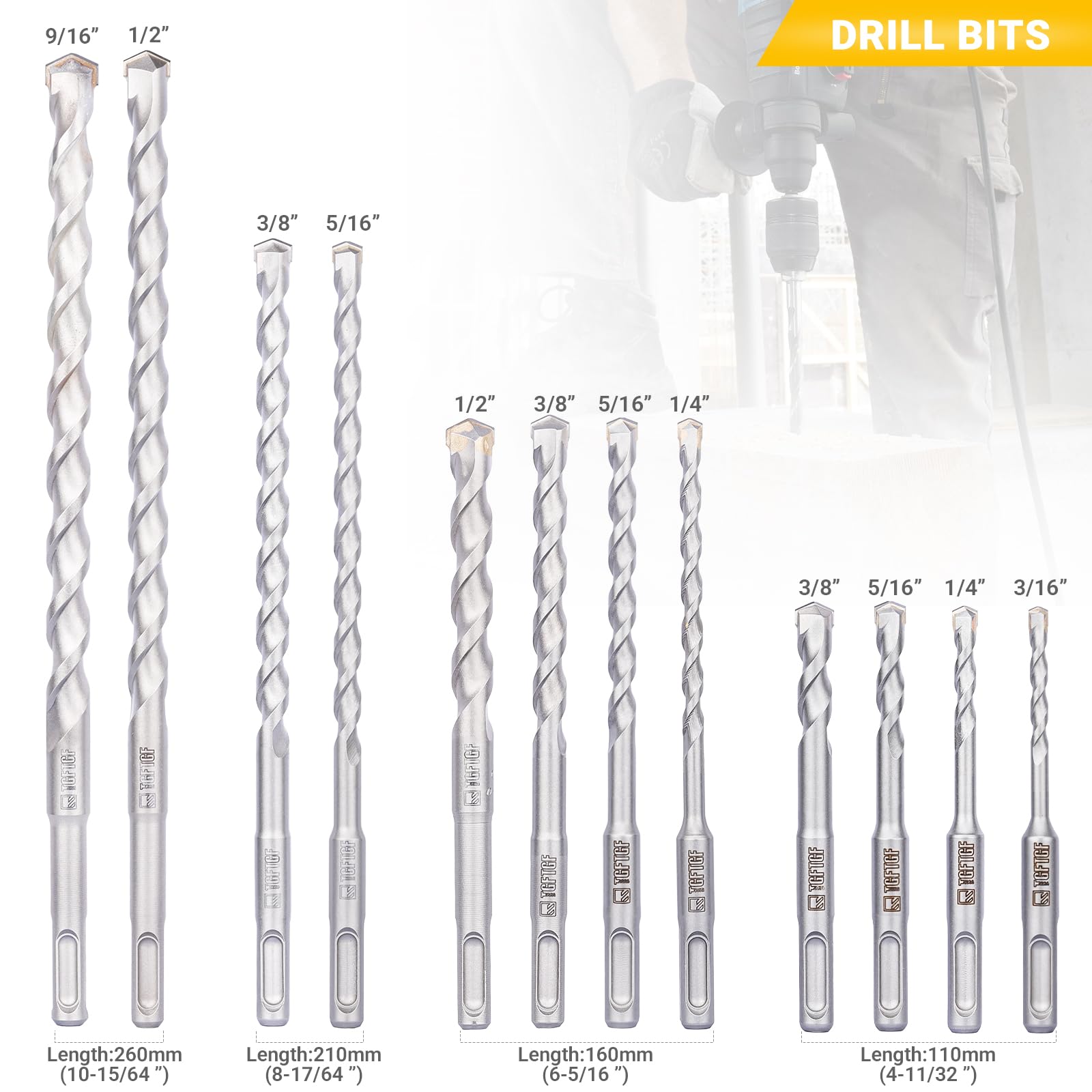 TGFTGF YG8C carbide tips durable bits for concrete and brick tasks