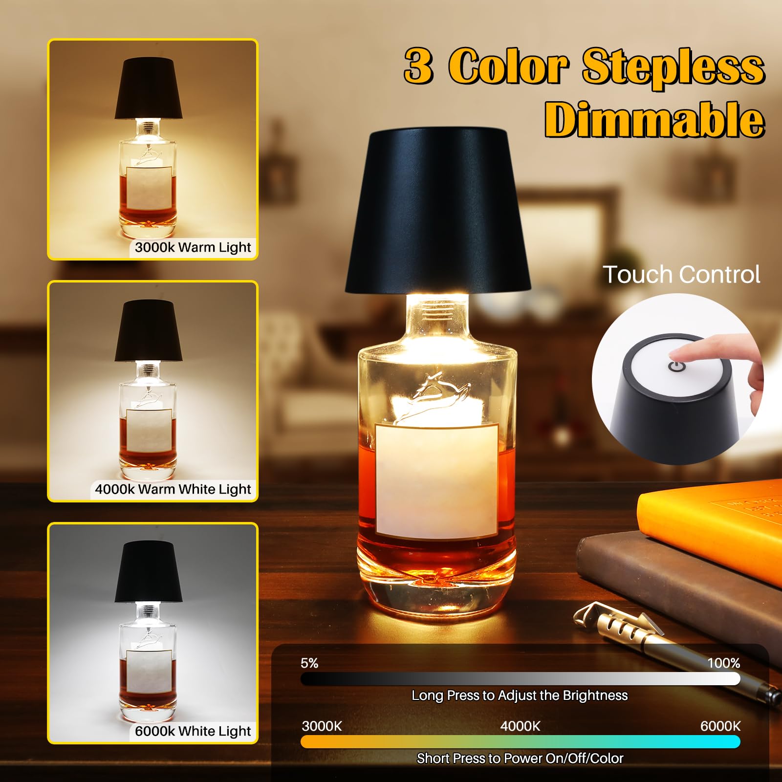 TGXCF metal bottle light with waterproof head for flexible indoor or outdoor use