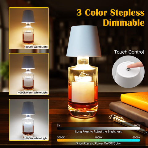 TGXCF wireless bottle light in dimming mode enables customizable dining ambiance
