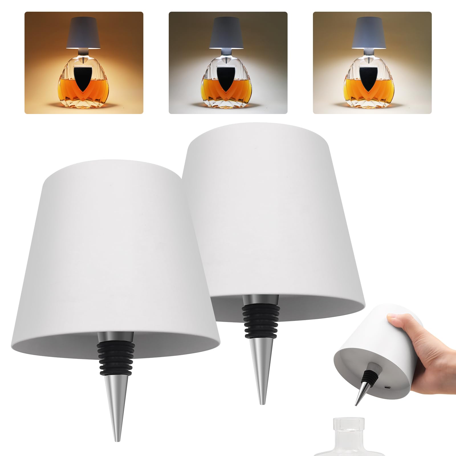 TGXCF wireless wine bottle light head setup highlights a bottle with warm ambient glow