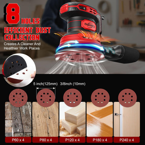 ThagBrco includes 20 sanding discs (P60-P240) for versatile prep.