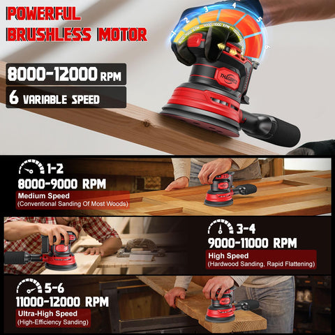 ThagBrco dust collector attachment helps keep work areas clean during sanding.