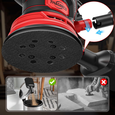 ThagBrco hook-and-loop discs allow quick, tool-free changes.