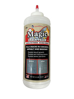 Tharos Magic Crack Filler dry powder ready to seal hairline cracks in concrete.