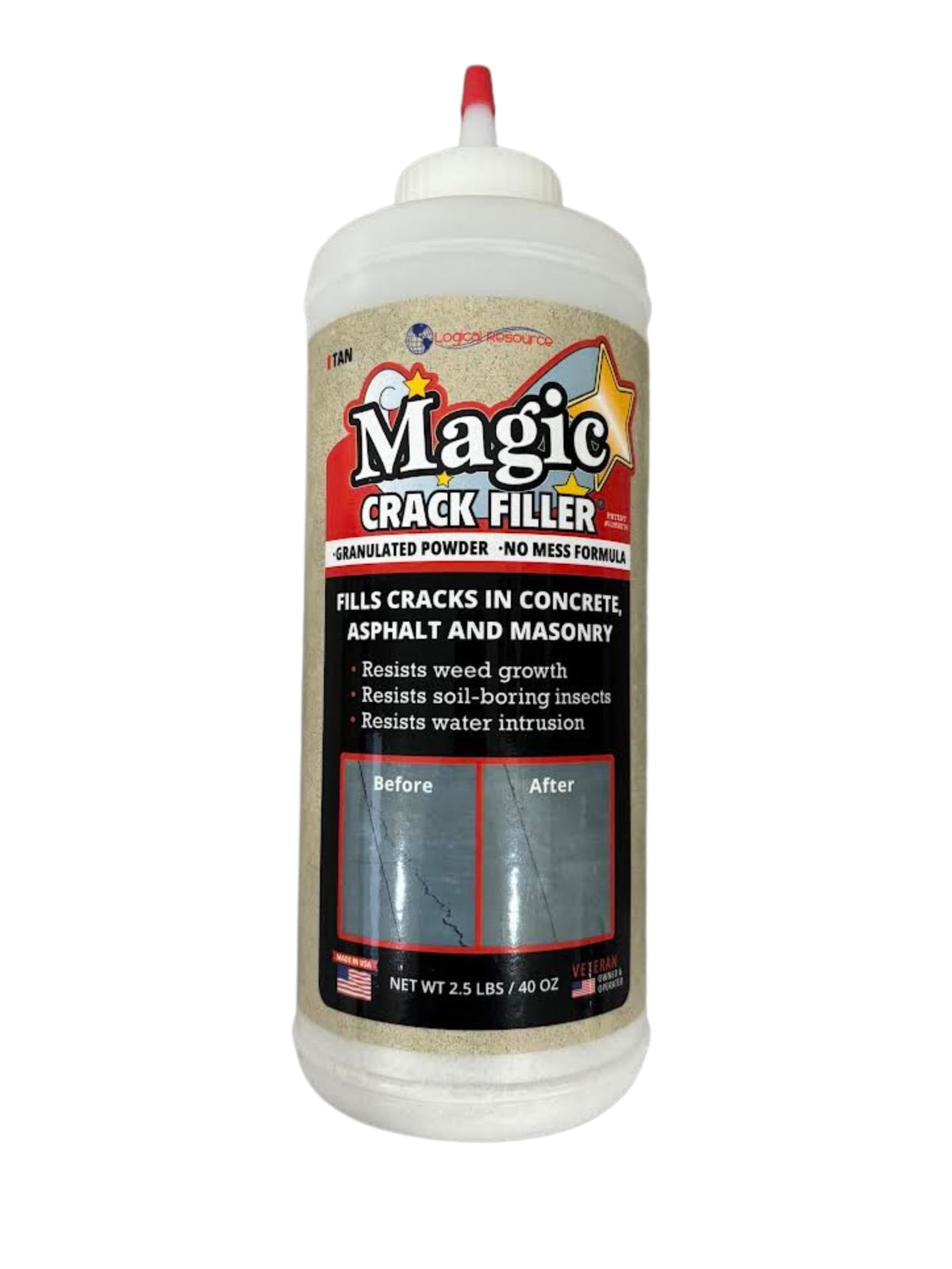Tharos Magic Crack Filler dry powder ready to seal hairline cracks in concrete.