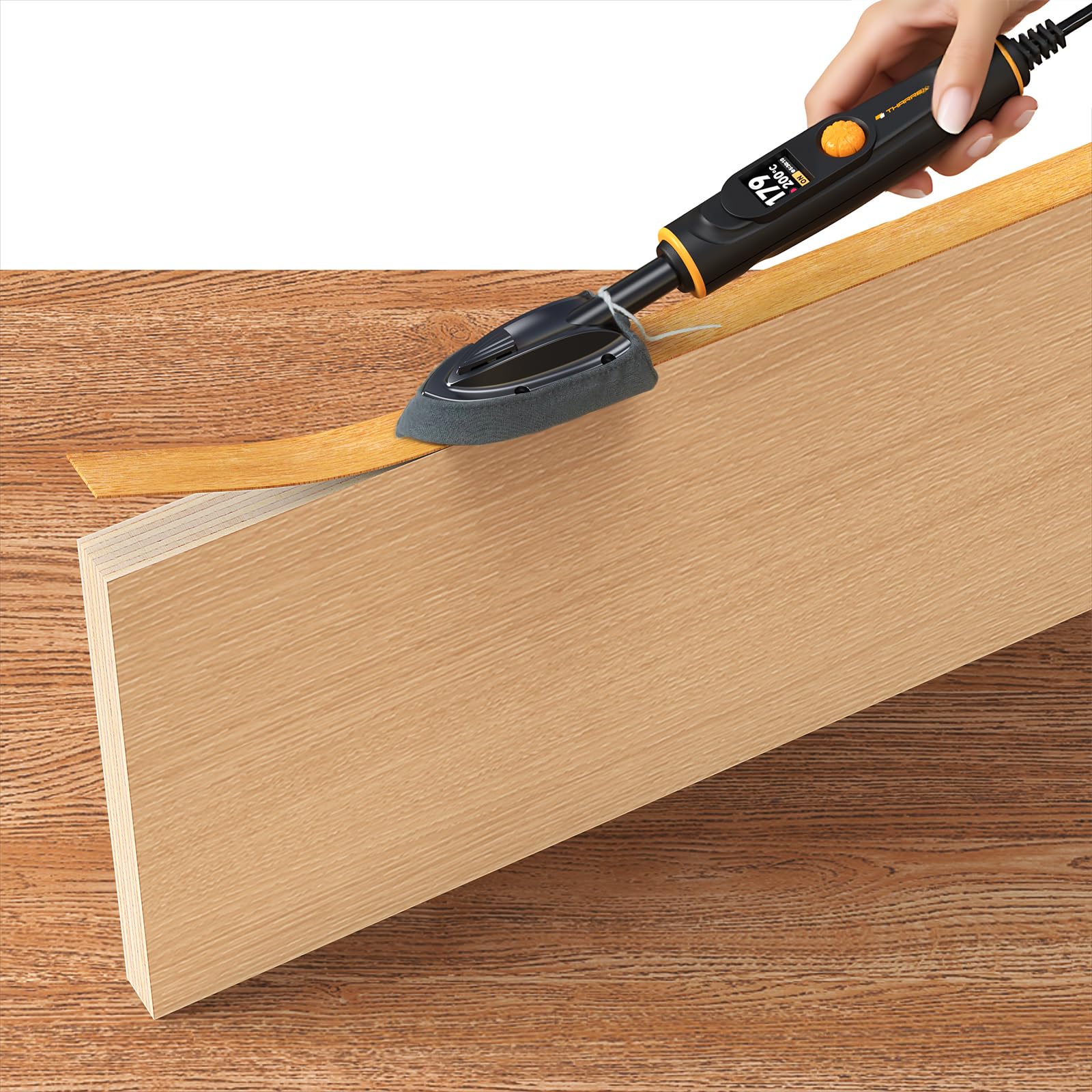 THARREX Complete edge-banding kit includes iron, stand, and sock