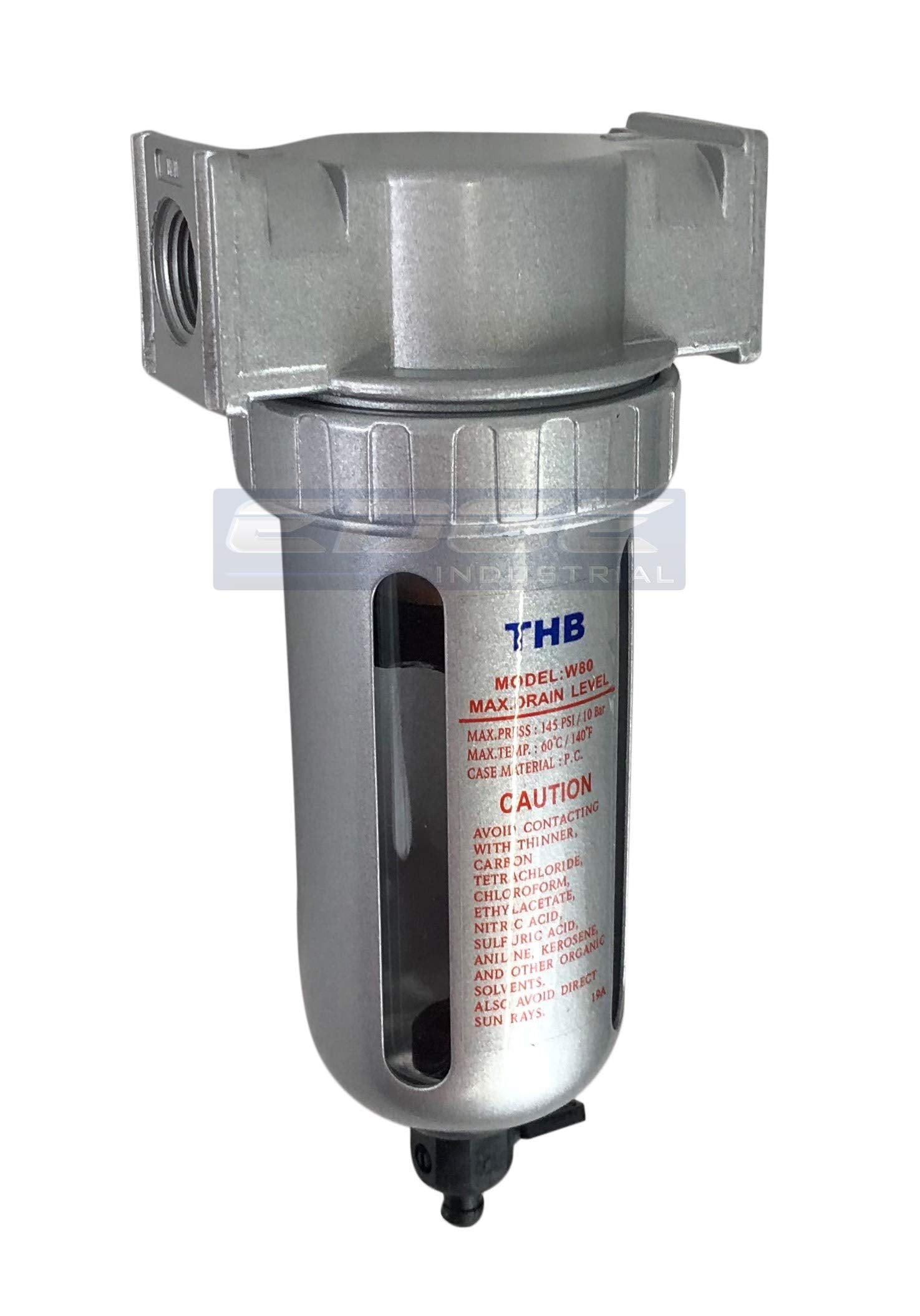 THB water trap with semi‑automatic drain shown for easy moisture discharge and maintenance.