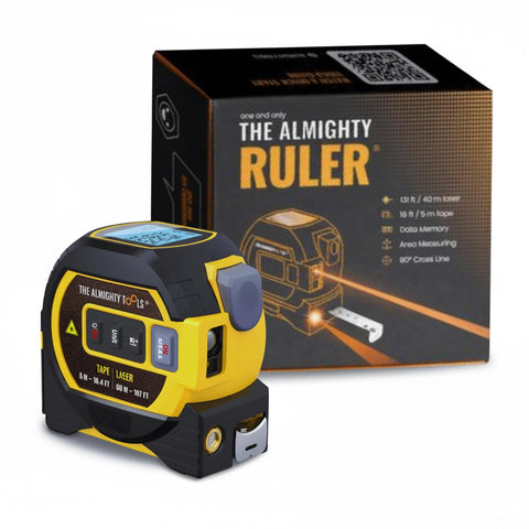The Almighty Ruler laser distance readout enables fast measurements for on-site estimates.