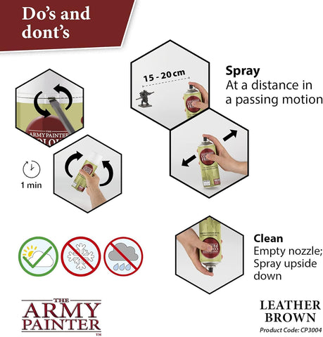 The Army Painter Leather Brown primer on a wooden miniature stock shows warm base tone.