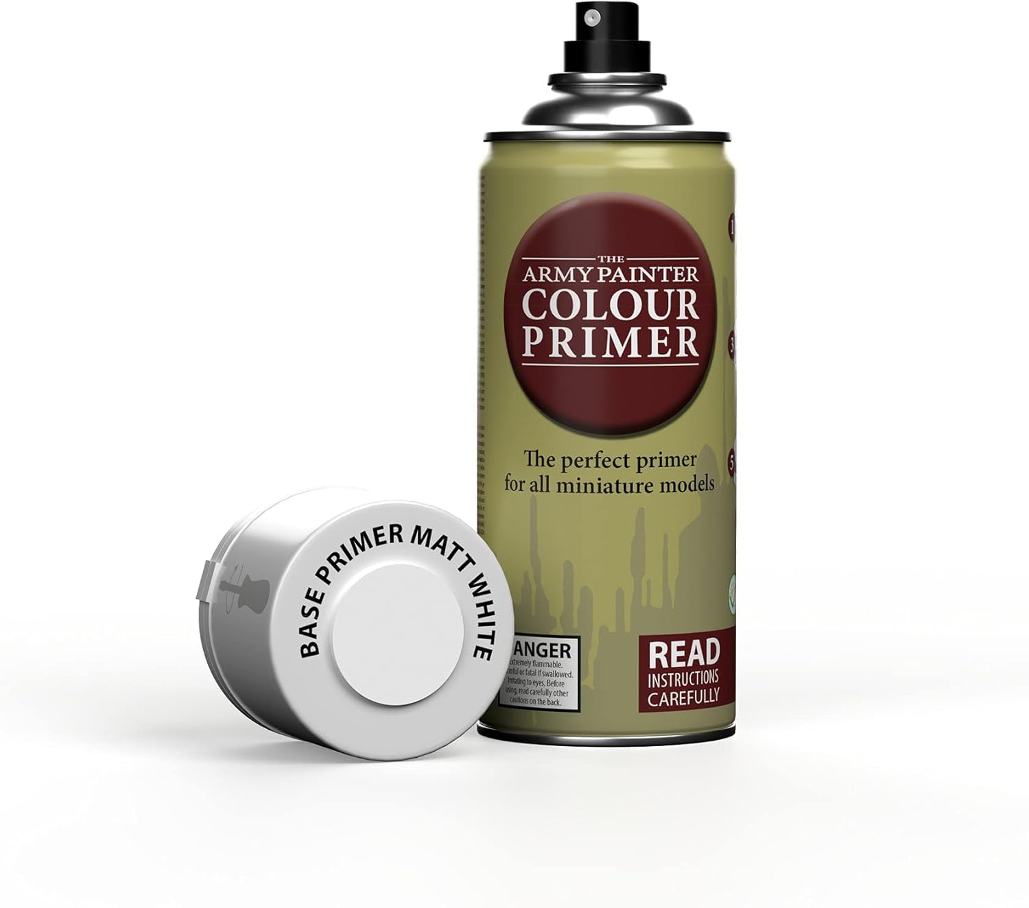 The Army Painter Color Primer Matt White provides a smooth matte base for miniatures.