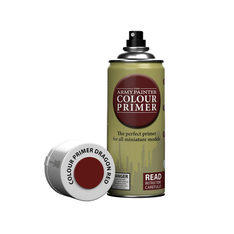 The Army Painter Dragon Red Colour Primer can for fast base coat on metal and plastic minis.